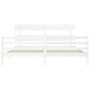 Double bed frame with white solid wood headboard by vidaXL, Beds and slatted bases - Ref: Foro24-3195107, Price: 151,35 €, Di...