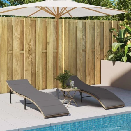 Tumbonas con cojines 2 unidades ratán sintético beige by , Loungers - Ref: Foro24-3277305, Price: 249,76 €, Discount: %