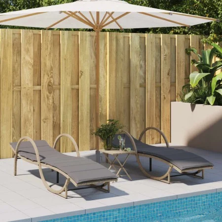 Tumbonas con cojines 2 unidades ratán sintético beige by , Loungers - Ref: Foro24-3277311, Price: 364,48 €, Discount: %