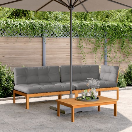 Set de sofás de palets de jardín y cojines 3 pzas madera acacia by , Outdoor sofas - Ref: Foro24-3209446, Price: 456,29 €, Di...