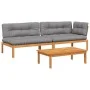 Set de sofás de palets de jardín y cojines 3 pzas madera acacia by , Outdoor sofas - Ref: Foro24-3209446, Price: 449,04 €, Di...