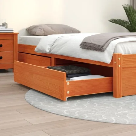 Cajones de cama 2 uds madera maciza de pino marrón cera de , Camas y accesorios - Ref: Foro24-847171, Precio: 83,84 €, Descue...
