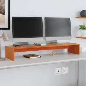 Soporte de monitor madera maciza pino marrón cera 100x27x15 cm by , Computer bases and risers - Ref: Foro24-847165, Price: 31...