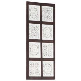 Panel de pared tallado a mano MDF marrón y blanco 40x80x1,5 cm