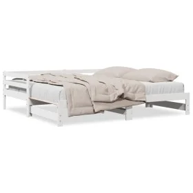 Massives Kiefernholz-Tagesbett in Weiß 90x200 cm von , Betten und Lattenroste - Ref: Foro24-840142, Preis: 148,37 €, Rabatt: %