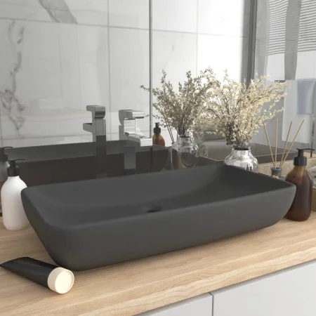 Matte dark gray rectangular ceramic luxury washbasin 71x38cm by vidaXL, Sinks - Ref: Foro24-146961, Price: 101,59 €, Discount: %