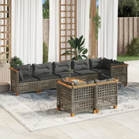 Gartenmöbel-Set 9-teilig mit grauen Polstern aus synthetischem Rattan von , Gartensets - Ref: Foro24-3261897, Preis: 748,74 €...