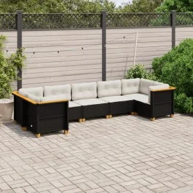 Set de sofás de jardín 7 pzas con cojines ratán sintético negro by , Garden sets - Ref: Foro24-3261971, Price: 605,29 €, Disc...