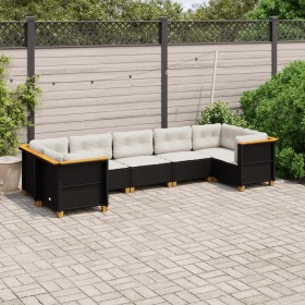 Set de sofás de jardín 7 pzas con cojines ratán sintético negro by , Garden sets - Ref: Foro24-3261971, Price: 536,47 €, Disc...
