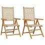 Gartenstühle 2 Stück Massivholz Akazie Rattan PE beige von , Gartenstühle - Ref: Foro24-367653, Preis: 165,85 €, Rabatt: %