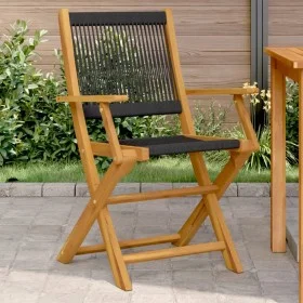 Sillas de jardín 2 uds madera maciza acacia polipropileno negro by , Garden chairs - Ref: Foro24-367666, Price: 139,55 €, Dis...