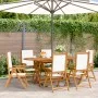 Sillas jardín reclinables 6 uds tela madera maciza blanco crema by , Garden chairs - Ref: Foro24-3214539, Price: 433,49 €, Di...