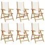 Sillas jardín reclinables 6 uds tela madera maciza blanco crema by , Garden chairs - Ref: Foro24-3214539, Price: 433,49 €, Di...