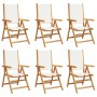 Sillas jardín reclinables 6 uds tela madera maciza blanco crema by , Garden chairs - Ref: Foro24-3214539, Price: 442,52 €, Di...