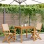 Sillas de jardín 2 uds madera maciza acacia y tela beige by , Garden chairs - Ref: Foro24-367672, Price: 133,08 €, Discount: %