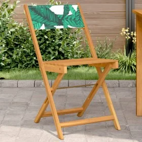 Sillas de bistró 2 uds madera acacia y tela estampado de hojas by , Garden chairs - Ref: Foro24-367685, Price: 89,37 €, Disco...