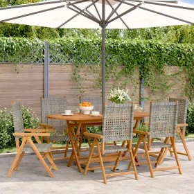 6 verstellbare Gartenstühle aus PE-Rattan und massivem Holz in Grau von , Gartenstühle - Ref: Foro24-3214524, Preis: 445,85 €...