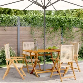 4 Stück verstellbare Gartenstühle aus PE-Rattan und massivem Holz in Beige. von , Gartenstühle - Ref: Foro24-3214526, Preis: ...