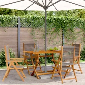4 verstellbare Gartenstühle aus massivem Akazienholz in Grau von , Gartenstühle - Ref: Foro24-3214532, Preis: 329,04 €, Rabat...