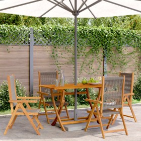 4 verstellbare Gartenstühle aus massivem Akazienholz in Grau von , Gartenstühle - Ref: Foro24-3214532, Preis: 335,42 €, Rabat...