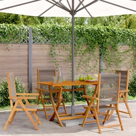 4 verstellbare Gartenstühle aus massivem Akazienholz in Grau von , Gartenstühle - Ref: Foro24-3214532, Preis: 329,04 €, Rabat...