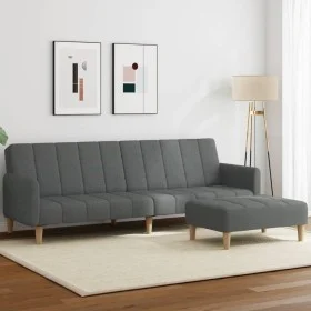 Sofá cama de 2 plazas con taburete tela gris oscuro von , Sofas - Ref: Foro24-3258089, Preis: 341,64 €, Rabatt: %
