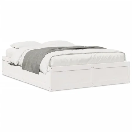 Estructura de cama de madera maciza de pino blanco 140x190 cm de , Camas y somieres - Ref: Foro24-3282382, Precio: 205,66 €, ...
