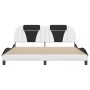 Bed frame with LED lights, white and black PE leather, 180x200 cm. by , Beds and slatted bases - Ref: Foro24-3214042, Price: ...