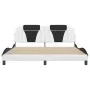 Bed frame with LED lights, white and black PE leather, 180x200 cm. by , Beds and slatted bases - Ref: Foro24-3214042, Price: ...