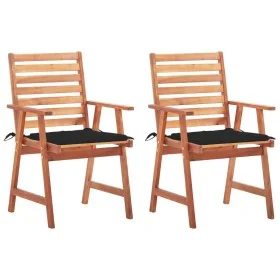 Garden dining chairs and cushions 2 units solid acacia wood by , Garden chairs - Ref: Foro24-3064327, Price: 161,96 €, Discou...
