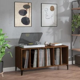 Plywood oak brown record cabinet 100x38x48 cm by , CD and DVD storage - Ref: Foro24-831988, Price: 123,38 €, Discount: %
