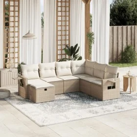 Garden furniture set, 7 pieces, with beige synthetic rattan cushions. by , Garden sets - Ref: Foro24-3263834, Price: 488,99 €...