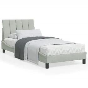 Bed frame with light gray velvet headboard 90x200 cm by , Beds and slatted bases - Ref: Foro24-3207825, Price: 143,47 €, Disc...