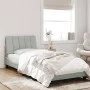 Bed frame with light gray velvet headboard 90x200 cm by , Beds and slatted bases - Ref: Foro24-3207825, Price: 144,72 €, Disc...
