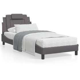 Bettgestell mit Kunstleder-Kopfteil in Grau 90x190 cm von , Betten und Lattenroste - Ref: Foro24-3208064, Preis: 147,91 €, Ra...