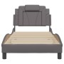 Estructura de cama con cabecero cuero sintético gris 90x190 cm