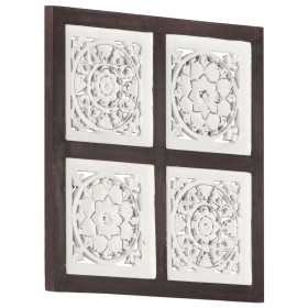 Panel de pared tallado a mano MDF marrón y blanco 40x40x1,5 cm