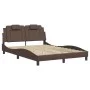 Bed frame with brown synthetic leather headboard 140x200 cm by , Beds and slatted bases - Ref: Foro24-3208098, Price: 223,49 ...