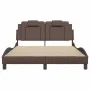 Estructura de cama cabecero cuero sintético marrón 140x200 cm de , Camas y somieres - Ref: Foro24-3208098, Precio: 225,29 €, ...