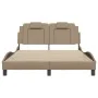 Bed frame with synthetic leather headboard in cappuccino color 140x190cm by , Beds and slatted bases - Ref: Foro24-3208093, P...