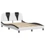Estructura cama cabecero cuero sintético blanco negro 140x200cm de , Camas y somieres - Ref: Foro24-3208102, Precio: 228,42 €...