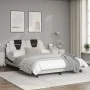 Estructura cama cabecero cuero sintético blanco negro 140x200cm de , Camas y somieres - Ref: Foro24-3208102, Precio: 228,42 €...