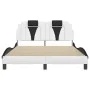 Bed structure with white and black synthetic leather headboard 140x200cm. by , Beds and slatted bases - Ref: Foro24-3208102, ...