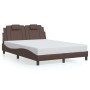 Bed frame with LED lights in brown synthetic leather 140x200 cm by , Beds and slatted bases - Ref: Foro24-3214024, Price: 233...