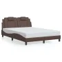 Bed frame with LED lights in brown synthetic leather 140x200 cm by , Beds and slatted bases - Ref: Foro24-3214024, Price: 232...