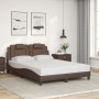 Bed frame with LED lights in brown synthetic leather 140x200 cm by , Beds and slatted bases - Ref: Foro24-3214024, Price: 233...