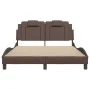 Bed frame with LED lights in brown synthetic leather 140x200 cm by , Beds and slatted bases - Ref: Foro24-3214024, Price: 232...