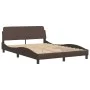 Bed frame with LED lights in brown synthetic leather 140x200 cm by , Beds and slatted bases - Ref: Foro24-3214024, Price: 232...