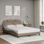 Bed frame with LED lights in synthetic cappuccino leather 140x200 cm by , Beds and slatted bases - Ref: Foro24-3214026, Price...