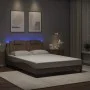 Bettgestell mit LED-Beleuchtung aus synthetischem Capuccino-Leder 140x200 cm von , Betten und Lattenroste - Ref: Foro24-32140...